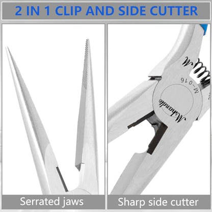 Needle Nose Pliers 6.5" Long Nose Pliers for Wire Bending, High Carbon Steel Needle Nose Plier, Serrated Jaw Pliers for Jewelry Making Electronics Repair Object Grasping Craft Making (1Pack) - size: 6.5"-1Pack