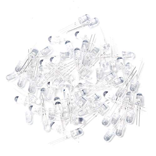 CHANZON 100 pcs 5mm Warm White LED Diode Lights(DC 3V 20mA) - color: K) Warm White, size: 5mm Round Top