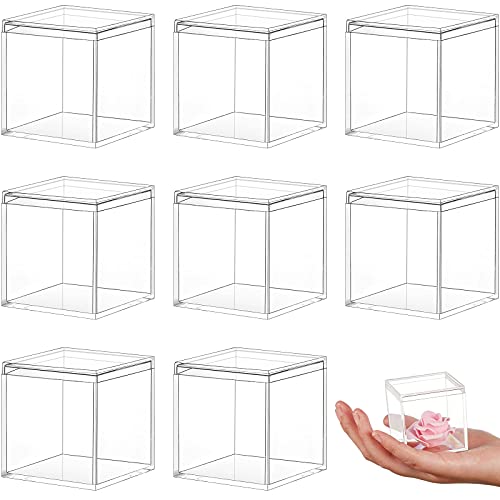 8 Pcs Clear Acrylic Box with Lid, 1.77 x 1.77 x 1.77 Inch, Classic Style - size: 1.77 x 1.77 x 1.77 Inch, style: Classic style