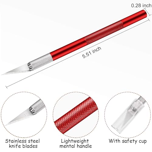 Mudder 15 Pack Exacto Knife Set, Craft Knives Hobby Knife, Red - color: Red