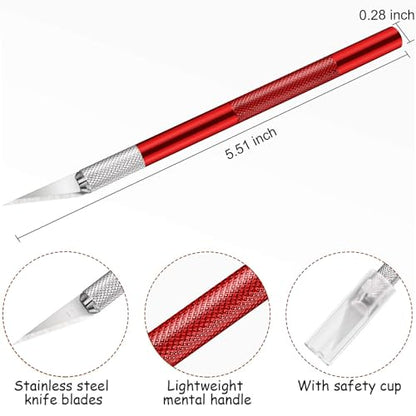 Mudder 15 Pack Exacto Knife Set, Craft Knives Hobby Knife, Red - color: Red