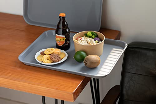 Aebeky Plastic Cafeteria Trays,Fast Food Serving Trays,13"X17",Set of 6 (Gray) - color: Gray