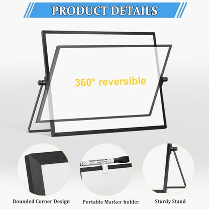 Double-Sided Magnetic White Board with Stand, 16" x 12" (Black) - color: Black, size: 16"W x 12"H