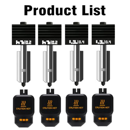4PK 0.2/0.4mm Universal Standard Nozzle for Bambu Lab P2S/X2D/H2D/H2C/H2S/A1 Hotend Hardened Steel,Wear‑Resistant Stable Extrusion, Leak‑Free for Bambu P2S Nozzle for Bmabu lab 3D Printer Accessories - style: 4PK(0.2/0.2/0.4/0.4mm)Hotend