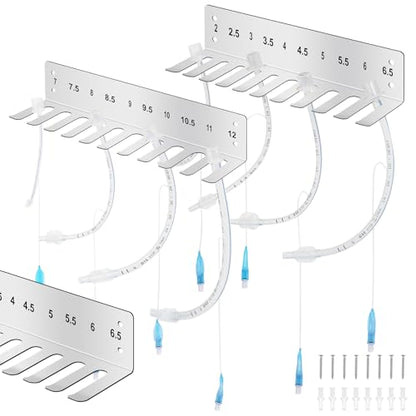 2 Pack Endotracheal Tube Holder 304 Stainless Steel Rack Wall Hanging Frame Endotracheal Tube Holders Intubation Hanger for Veterinary Equipment Supplies（2.0-12）