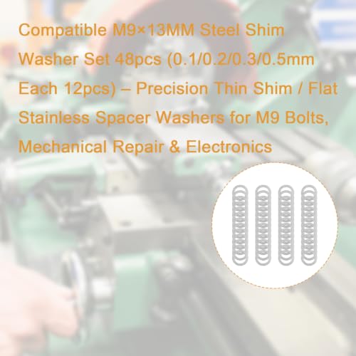 M9x13mm Steel Thin Washer Assortment for M9 Bolt Spacing Repair - size: M9X13