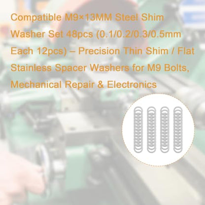 M9x13mm Steel Thin Washer Assortment for M9 Bolt Spacing Repair - size: M9X13