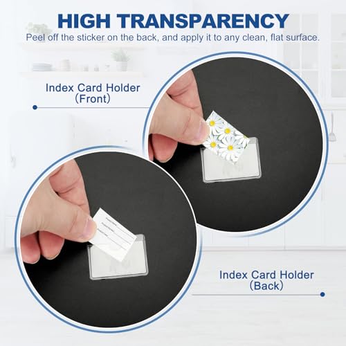 MECCANIXITY Self-Adhesive Card Pockets 1.1" x 1" Clear Horizontal Pocket Label Holders Plastic Card Sleeves with Top Open for Library Storage Bins Loading, Pack of 25 - size: 1.1" x 1", style: Horizontal