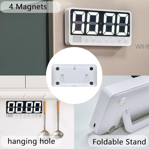 Digital Kitchen Timer - 7.1” Extra Large Display LED Countdown Timer - color: Black