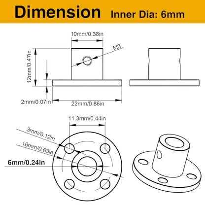 4PCS 6mm Shaft Coupler, Rigid Flange Coupling Connector - size: 6mm 4Pcs