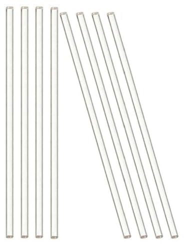 Pack of 8 Lab Glass Stirring Rod 8 inch (200mm) Length with Both Ends Round for Science, Lab, Kitchen, Science Education