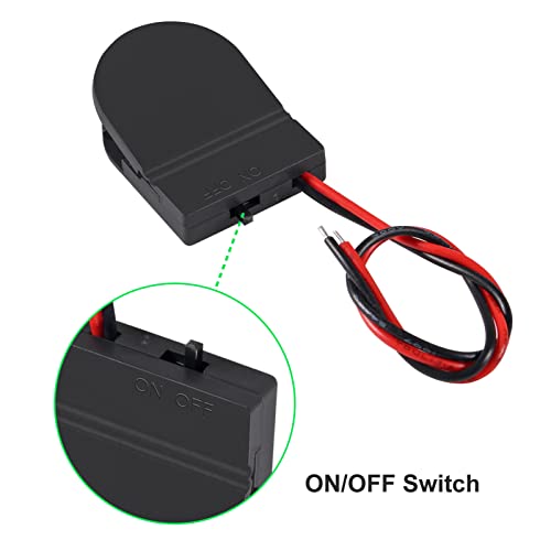 Alinan 5pcs Button Battery Holder Coin Cell Battery Holder with Switch CR2032 1 X 3V Battery Holder Battery Storage Boxes Cover with Wires On ON-Off Switch Socket Container (Black) - color: Black