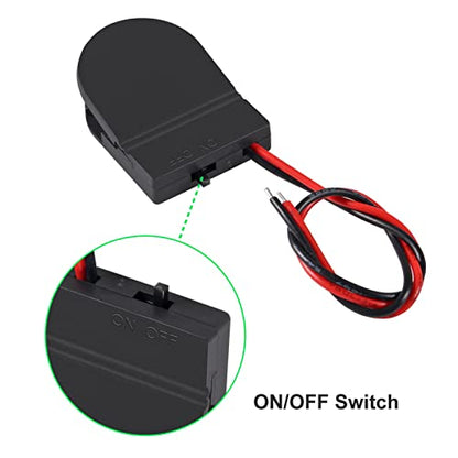 Alinan 5pcs Button Battery Holder Coin Cell Battery Holder with Switch CR2032 1 X 3V Battery Holder Battery Storage Boxes Cover with Wires On ON-Off Switch Socket Container (Black) - color: Black