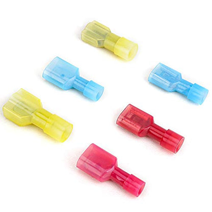 TICONN 100 Pcs Nylon Spade Connector Kit, Insulated Crimp Wire Connectors - style: Yellow 100Pcs