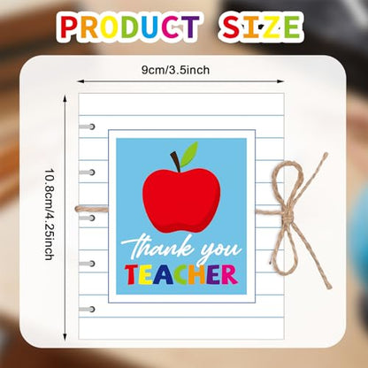ReliThick Teacher Appreciation Gift Card Holder 5 Slots, 4.3 x 3.5 Inch Thank You Teacher Gift Card Booklet Sleeves Postcard Money Booklet Holder for Appreciation(Notebook Style) - style: Notebook Style