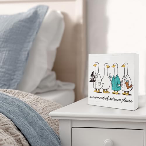 Funny Science Teacher Decor Chemistry Teacher Wood Block Sign a Moment of Science Wood Sign for Laboratory Classroom Office Desk Decoration 5x5 Inch, Back to School Gifts
