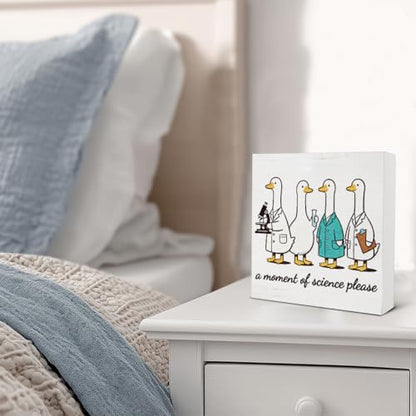 Funny Science Teacher Decor Chemistry Teacher Wood Block Sign a Moment of Science Wood Sign for Laboratory Classroom Office Desk Decoration 5x5 Inch, Back to School Gifts