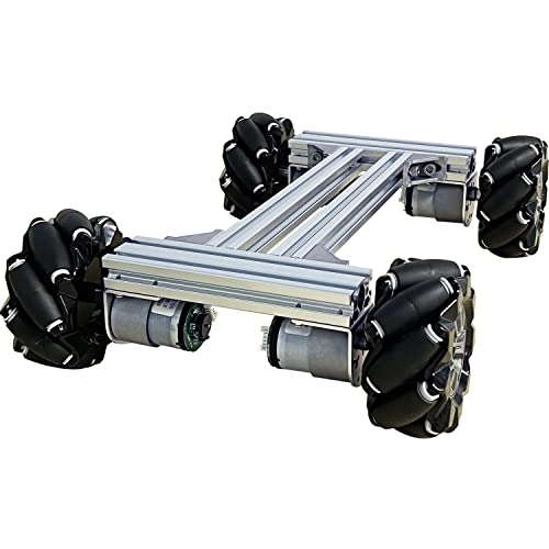 Mecanum Wheel 4wd Metal Robot Car Chassis Control Learning Kit for Arduino Raspberry Pie Microbit with DC Encoder Motor, DIY Steam AGV ROS AI Move Education Platform Robotic Functional Model Silver - color: Silver