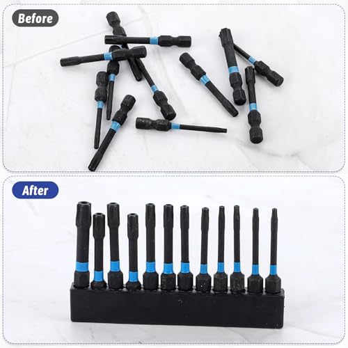 10PCS 12 Holes Hex Shank Bit Holder, Plastic Hex Shank Screwdriver Bit Holder, Screwdriver Bit Holder Storage Organizer, Screw Driver Holders Organizers Case for 1/4 Inch Hex Shank