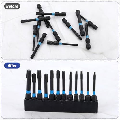 10PCS 12 Holes Hex Shank Bit Holder, Plastic Hex Shank Screwdriver Bit Holder, Screwdriver Bit Holder Storage Organizer, Screw Driver Holders Organizers Case for 1/4 Inch Hex Shank