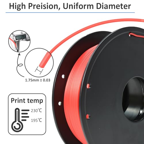 GIANTARM 3D Printer Filament, 0.5kg Red PLA Filament - color: Red, size: 0.5kg