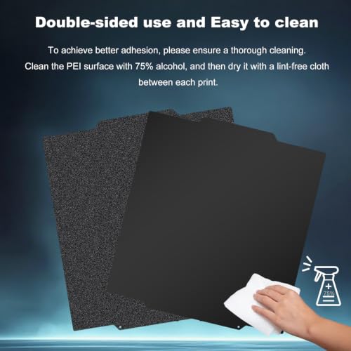 266x293mm Black Build Plate Double Sided Textured PEI+Smooth PEI Flexible Removable Spring Steel Heated Printing Bed Platform for Elegoo Flashforge Creator 5/5 Pro 3D Printer - size: 256x256mm