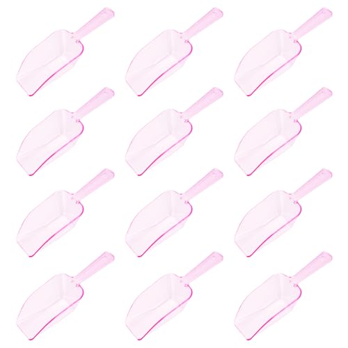 12 Pcs Pink Plastic Ice Scoop, Medium Multi Purpose Plastic Ice Scoop Sets, Ices Cube Scoops for Freezer Ices Machine Dry Goods Canisters Candy Buffet Kitchen Food Coffee Wedding Desserts（6.7 Inch） - color: Pink