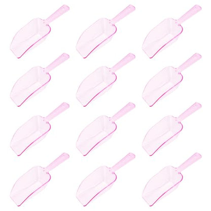 12 Pcs Pink Plastic Ice Scoop, Medium Multi Purpose Plastic Ice Scoop Sets, Ices Cube Scoops for Freezer Ices Machine Dry Goods Canisters Candy Buffet Kitchen Food Coffee Wedding Desserts（6.7 Inch） - color: Pink