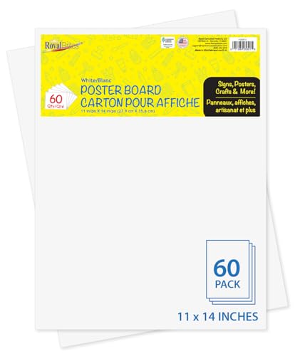 Royal Brites White Poster Board - Classic Presentation Board - 11 x 14 in - size: (11 x 14 in | 60 Pack)