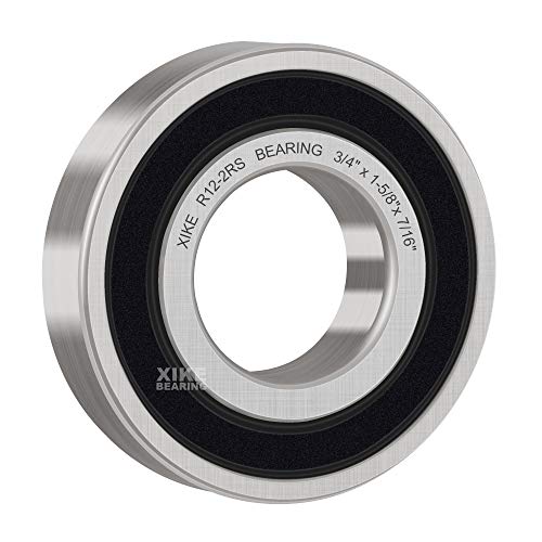 XiKe R12-2RS Sealed Ball Bearing, 3/4" x1-5/8 x7/16 (10-Pack) - size: R12-2RS - 3/4 x 1-5/8 x 7/16 in