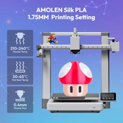 AMOLEN Silk PLA 3D Printer Filament 1.75mm 200g x 4 Spools Bundle, Beige/Red/Black/White High Gloss Metallic PLA for Anime Classic Game Hero, Dimensional Accuracy +/- 0.02mm - color: Black/White/Beige/Red