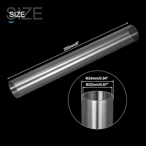 MECCANIXITY Clear Storage Tube 22x24mm Small Plastic Round Tubing with Caps Rigid Bottle Container 200mm/8 Inch for Item Stored - size: 22x24x200mm