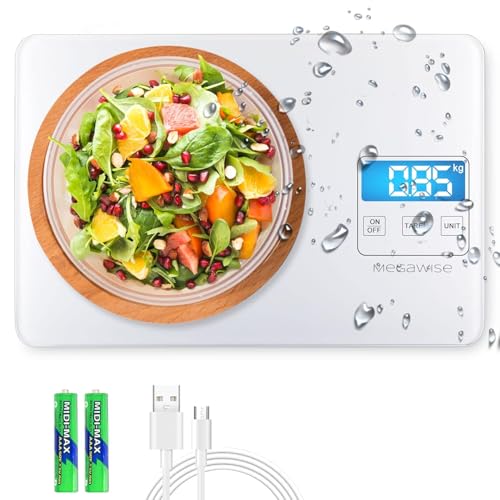 MegaWise Digital Kitchen Scale, 33lb/15kg Capacity, USB Rechargeable