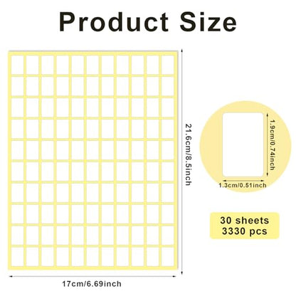 Sliverdew White Labels Stickers, 3300 Pack Small 0.5" x 0.75", Removable Blank Labels for School, Office, Kitchen, 110 Labels per Sheet, Paper, Rectangular, 3300pcs - color: 3330pcs 13x19 Mm