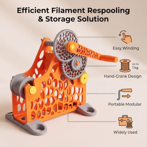 GOWENIC 3D Printer Filament Respooler Hand Cranked 1kg Filament Rewinder, 3D Printer Spool Rewinder, Welding Thread Winder with Smart Tension Control, Manual Spool Winder
