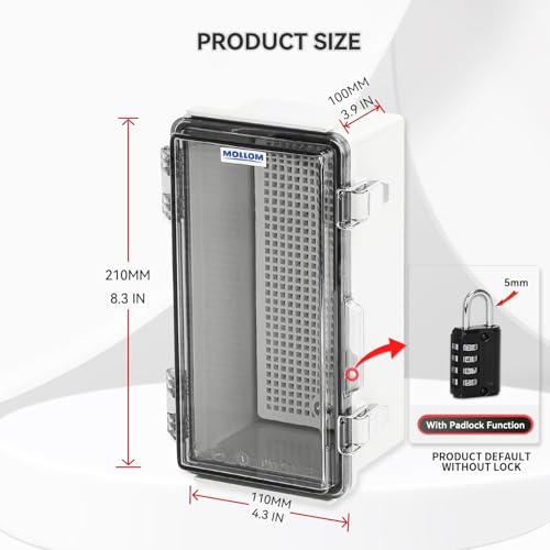 Mollom Transparent Cover Outdoor Junction Box (8.3x4.3x3.9In) - size: 8.3x4.3x3.9"