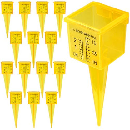 10&15&20P Rain Gauge Outdoor, 1.5" Sprinkler Gauge Lawn Water Gauge for Rain with Wide Mouth Water Measuring Tool for Yard Garden Lawn Deco (10, Yellow)