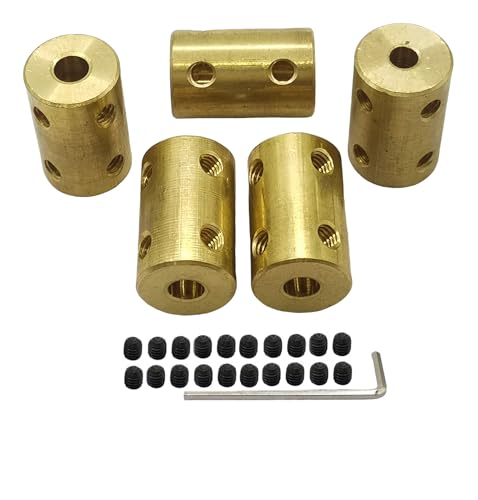 5Pcs 4mm to 5mm Brass Shaft Couplers,Bore Rigid Coupling Set with Screws and Wrench for 3D Printer DIY Encoder Car Model Shaft RC Robot - size: 4mm to 5mm