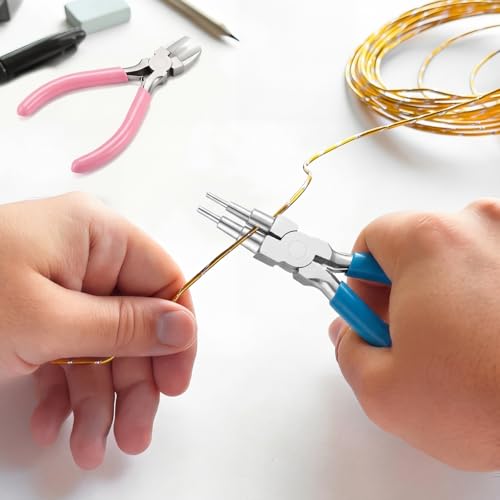 Mudder 2 Pcs Jewelry Making Tool 6 in 1 Bail Making Plier,Blue and Pink - color: Blue and Pink