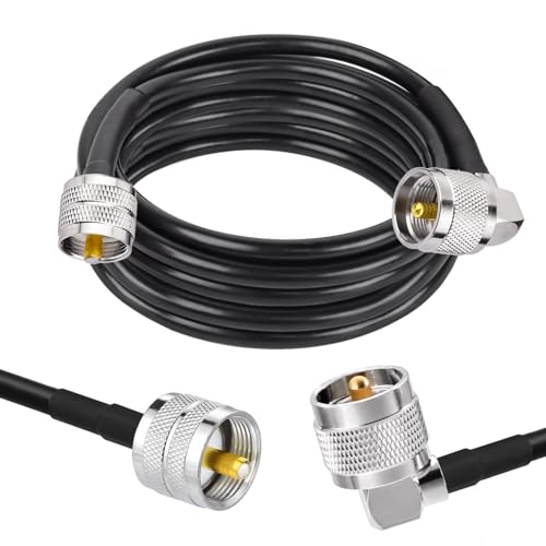 Superbat CB Coax Cable 15FT RG58 UHF PL-259 Male to Male Right Angle Cable - size: 15ft