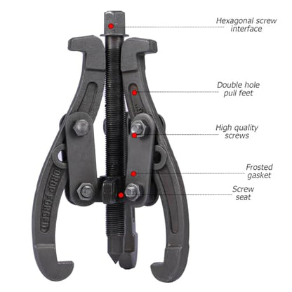 BELOMI 3 Inch Carbon Steel 3-Jaw Bearing Puller with Reversible Jaws - size: 3 inch