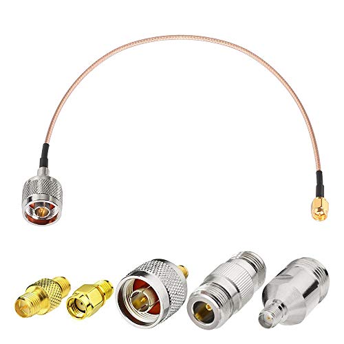 SUPERBAT SMA Male to N Male RF Coaxial Coax Cable 12inches + 5pcs RF Coax Adapter Kit, SMA-N Cable + SMA to N Male/Female Adapter KIT for Cell Antenna Router 3G 4G LTE Ham Antenna etc - size: 12 inches