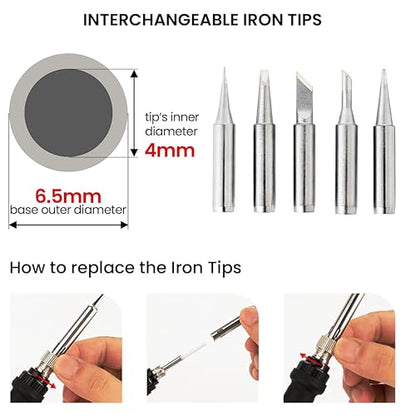 Soldering Iron Kit, 60W Soldering Iron Adjustable Temperature 25-in-1, 5 Solder Tips, Solder Wire, Desoldering Pump, Wire Cutter, Heatshrink Tubes Welding Kit for Electronics Repair Hobby 120V US Plug - color: Black/Red Soldering Iron Kit 3