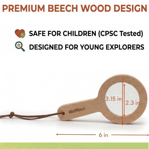 Kids Beech Wooden 3X Magnifying Glass