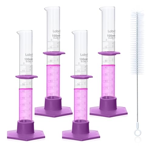 4pcs 100ml Graduated Cylinders, 3.3 Borosilicate Glass, LVE004 - color: 100ml