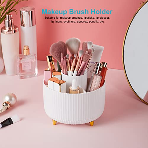 Desk Pencil Pen Holder - 5 Slot 360 Degree Rotating Desk Pen Organizer for Desktop Storage Stationery Supplies Cup Pot - White - color: White