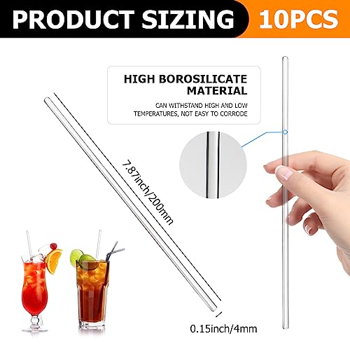 10Pcs Glass Stir Sticks 7.9" Length High Temperature Resistant Stir Rod Mixing Tools for Lab Kitchen Science - size: 6x200mm