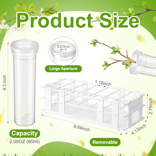 Willinglong 22 Pcs 60ml Large Floral Tube with Rack Holder Set for Milkweed