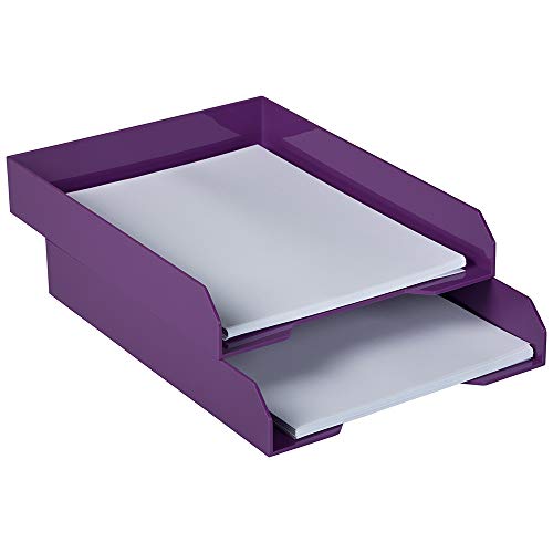 JAM PAPER Stackable Paper Trays - Purple - Desktop Document, Letter, & File Organizer Tray - 2/Pack - color: Purple, size: Pack of Two (2) Trays