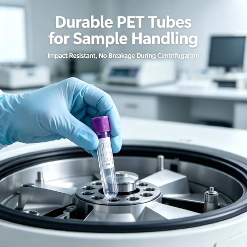 100 Pcs 5ml Plain Plastic Sample Tubes with Purple Cap for Lab Use - color: purple-5ml-100